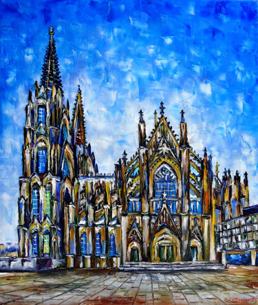 Malarstwo zatytułowany „Cologne Cathedral” autorstwa Mirek Kuzniar, Oryginalna praca, Olej