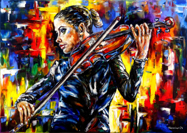 Peinture intitulée "The Violinist" par Mirek Kuzniar, Œuvre d'art originale, Huile