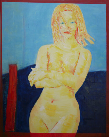 Картина под названием "yellow beautiful gi…" - Marek Raminski, Подлинное произведение искусства, Масло