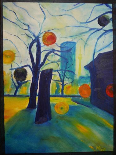 Malerei mit dem Titel "in the garden" von Marek Raminski, Original-Kunstwerk, Öl