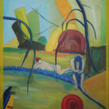 Painting titled "Am Wasser" by Marek Raminski, Original Artwork, Oil