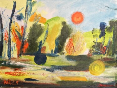 Painting titled "Wald 11" by Marek Raminski, Original Artwork, Oil