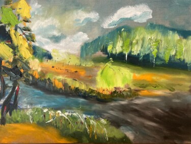 Malerei mit dem Titel "Traum am Fluss" von Marek Raminski, Original-Kunstwerk, Öl