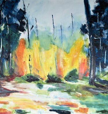Painting titled "Wald meiner Träume" by Marek Raminski, Original Artwork, Oil