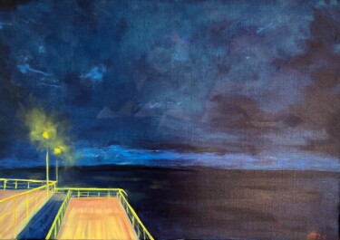 Malerei mit dem Titel "Ostsee - Nacht" von Marek Raminski, Original-Kunstwerk, Öl