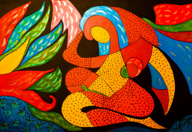 Schilderij getiteld "The Water Mother" door Mirna Oliveira, Origineel Kunstwerk, Acryl
