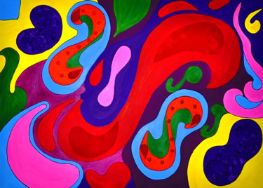 Painting titled "Abstract Forms" by Mirna Oliveira, Original Artwork, Acrylic