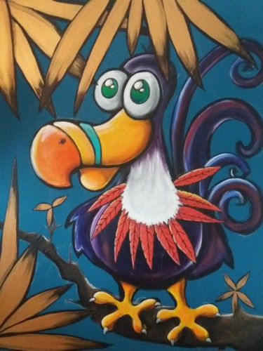 Painting titled "Dodo des bois" by Maïlis, Original Artwork, Acrylic Mounted on Wood Stretcher frame