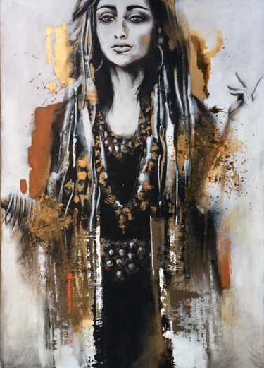 Painting titled "Just a wish" by Stéphanie Maillart, Original Artwork, Acrylic Mounted on Wood Stretcher frame