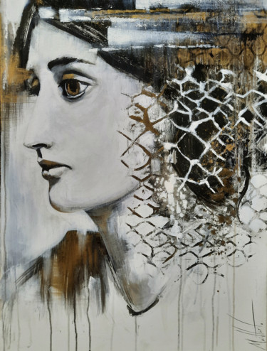 Painting titled "Virginia" by Stéphanie Maillart, Original Artwork, Acrylic Mounted on Wood Stretcher frame