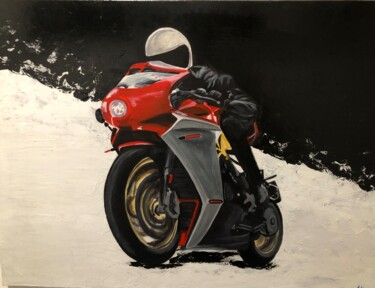 Painting titled "MV Augusta supervel…" by Maïlys Painting, Original Artwork, Acrylic Mounted on Wood Stretcher frame
