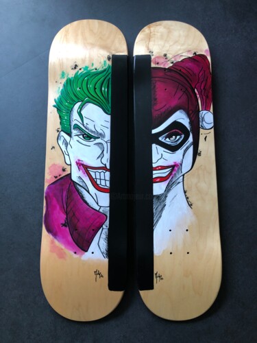 Картина под названием "Joker et Harley Q" - Maïlys Painting, Подлинное произведение искусства, Акрил