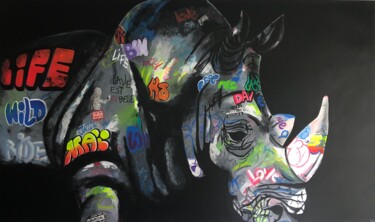 Malerei mit dem Titel "Rhinocéros" von Maïlys Painting, Original-Kunstwerk, Acryl