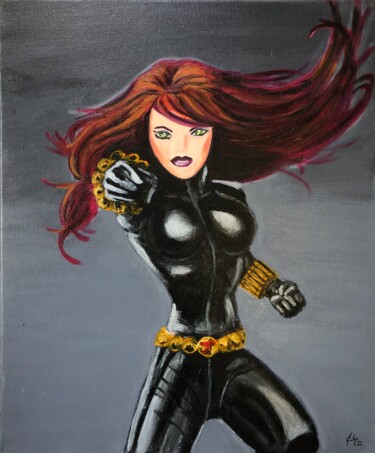 Картина под названием "Black Widow" - Maïlys Painting, Подлинное произведение искусства, Акрил