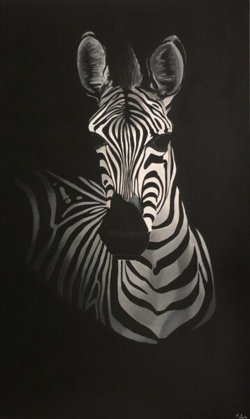 Painting titled "Zebre 4" by Maïlys Painting, Original Artwork, Acrylic