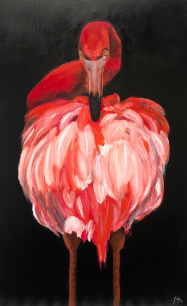 Painting titled "Flamingo 1" by Maïlys Painting, Original Artwork, Acrylic
