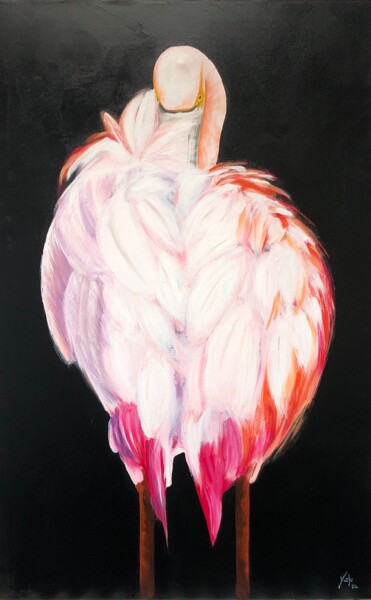 Schilderij getiteld "Flamingo 2" door Maïlys Painting, Origineel Kunstwerk, Acryl
