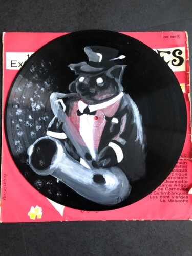 Peinture intitulée "Cochon musicien" par Maïlys Painting, Œuvre d'art originale, Acrylique Monté sur Autre panneau rigide