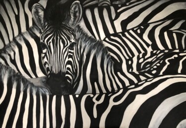 Painting titled "Zebre 8 tête sorten…" by Maïlys Painting, Original Artwork, Acrylic Mounted on Wood Stretcher frame