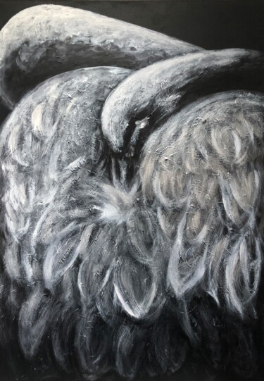 Картина под названием "Cygne" - Maïlys Painting, Подлинное произведение искусства, Акрил Установлен на Деревянная рама для н…