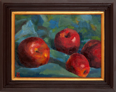 Painting titled "Этюд с яблоками" by Tatiana Maiorova, Original Artwork, Oil Mounted on Wood Panel