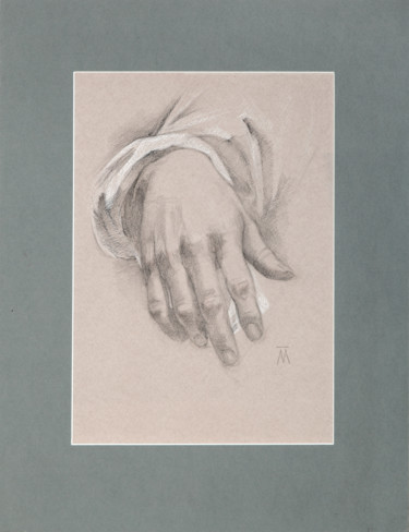 Рисунок под названием "Этюд руки" - Татьяна Майорова, Подлинное произведение искусства, Графит Установлен на картон