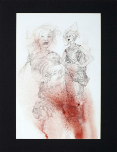 Drawing titled "Беспокойство" by Tatiana Maiorova, Original Artwork, Graphite Mounted on Cardboard