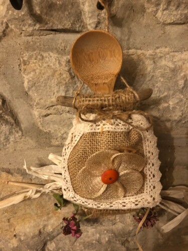 Arte têxtil intitulada "La petite jardinièr…" por Mai, Obras de arte originais, Fibra têxtil