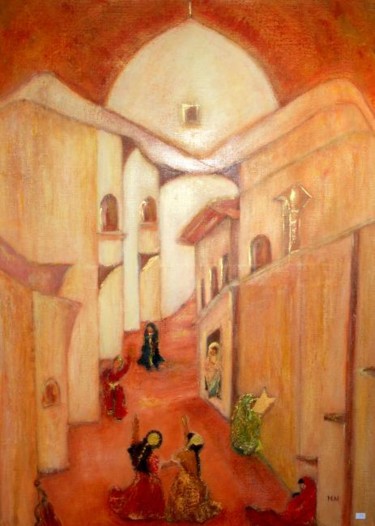 Peinture intitulée "village du sud" par Mai, Œuvre d'art originale