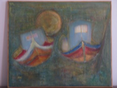 Malarstwo zatytułowany „les bateaux maltais” autorstwa Mai, Oryginalna praca, Olej