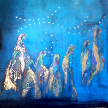 Peinture intitulée "La marche de la nui…" par Mai, Œuvre d'art originale, Acrylique
