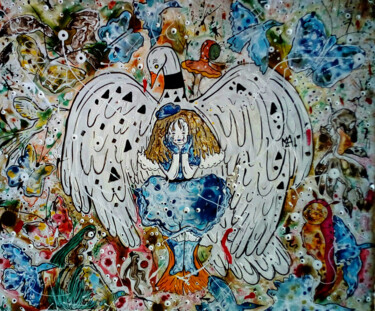 Peinture intitulée "the swan in love" par Mairon Almeida, Œuvre d'art originale, Acrylique