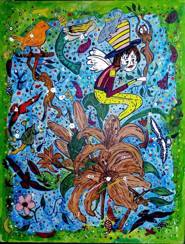 Painting titled "o pequeno alado e a…" by Mairon Almeida, Original Artwork, Acrylic