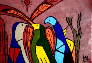 Pintura intitulada "os três pássaros" por Mairon Almeida, Obras de arte originais