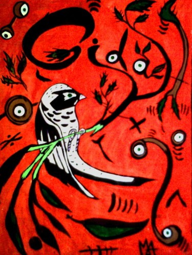 Painting titled "pássaro" by Mairon Almeida, Original Artwork