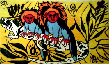 Pintura intitulada "a mata dos saguis" por Mairon Almeida, Obras de arte originais