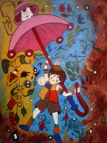 Pintura intitulada "o menino o sonho e…" por Mairon Almeida, Obras de arte originais, Acrílico