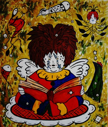Painting titled "hora da leitura" by Mairon Almeida, Original Artwork, Acrylic