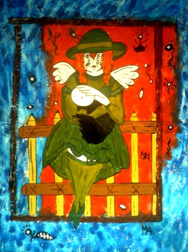 Painting titled "a jovem de verde" by Mairon Almeida, Original Artwork