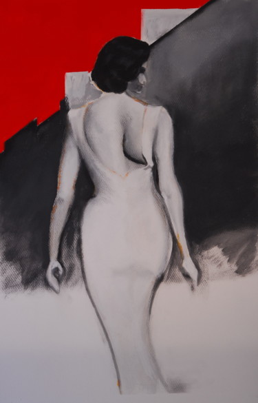Peinture intitulée "Jeune femme de dos" par Maïté Letord, Œuvre d'art originale, Acrylique