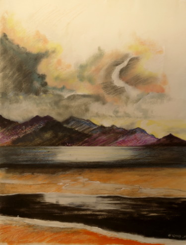 Pittura intitolato "Paysage de mer (Isl…" da Maïté Letord, Opera d'arte originale, Acrilico