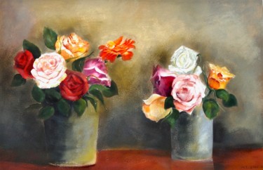 绘画 标题为“Bouquets de roses” 由Maïté Letord, 原创艺术品, 丙烯 安装在纸板上