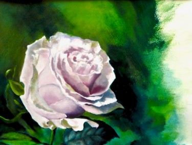 Painting titled "Bouton de rose" by Maïté Letord, Original Artwork, Acrylic