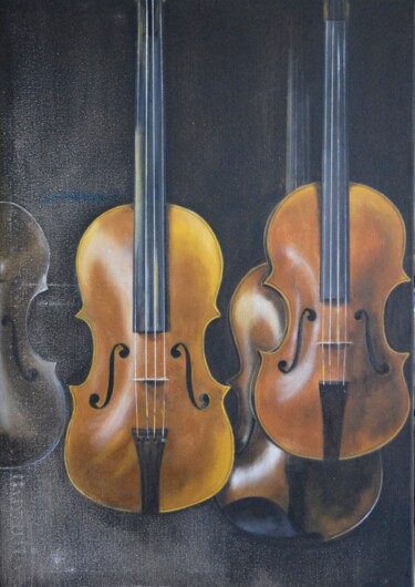 Painting titled "Les violons de l'au…" by Maïté Letord, Original Artwork, Acrylic