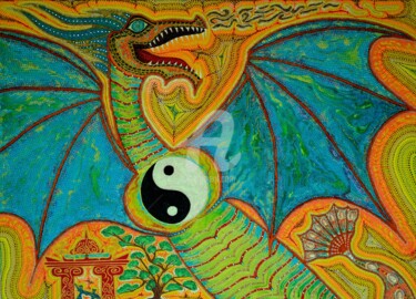 Peinture intitulée "La Dragonne" par Maïthé Mercaderre, Œuvre d'art originale, Acrylique