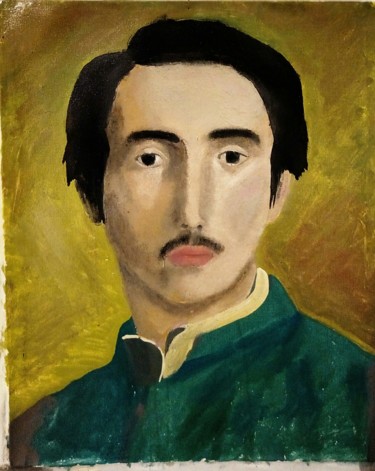 Painting titled "Self portrait Edgar…" by S.Azarou, Original Artwork, Oil