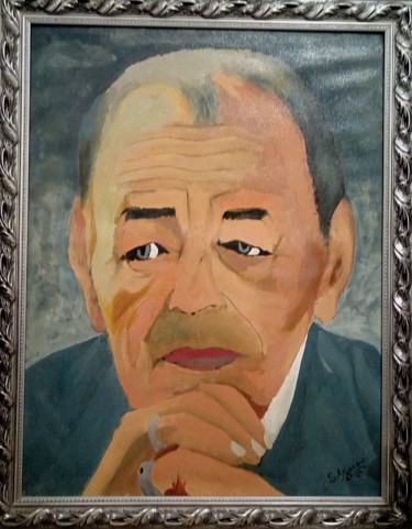 Painting titled "Self portrait SM LE…" by S.Azarou, Original Artwork, Oil