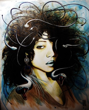 Painting titled "Medusa" by M.Jims, Original Artwork