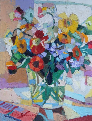 Malerei mit dem Titel "WHITE SUMMER FLOWERS" von Maja Djokic Mihajlovic, Original-Kunstwerk, Öl
