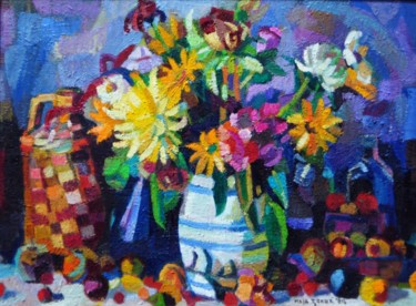 Painting titled "Floral composition" by Maja Djokic Mihajlovic, Original Artwork, Oil